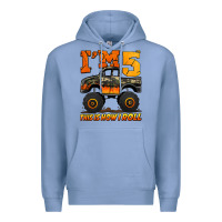 Colony Blue i'm five this is how i roll monster truck birthday Premium Hoodie - Jasminsmagicworld