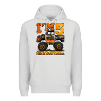 Dove Grey i'm five this is how i roll monster truck birthday Premium Hoodie - Jasminsmagicworld