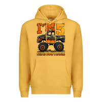 Mustard i'm five this is how i roll monster truck birthday Premium Hoodie - Jasminsmagicworld