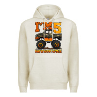 Oatmeal Heather i'm five this is how i roll monster truck birthday Premium Hoodie - Jasminsmagicworld