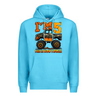 Ocean Blue i'm five this is how i roll monster truck birthday Premium Hoodie - Jasminsmagicworld