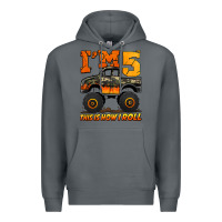 Rock i'm five this is how i roll monster truck birthday Premium Hoodie - Jasminsmagicworld