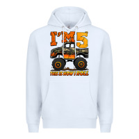 White i'm five this is how i roll monster truck birthday Premium Hoodie - Jasminsmagicworld