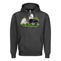 Charcoal Heather two baby nigerian dwarf goat Zipper Hoodie - LillyAllenDesigns