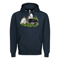 Navy two baby nigerian dwarf goat Zipper Hoodie - LillyAllenDesigns