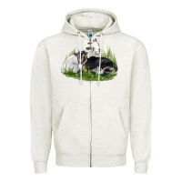 Oatmeal Heather two baby nigerian dwarf goat Zipper Hoodie - LillyAllenDesigns