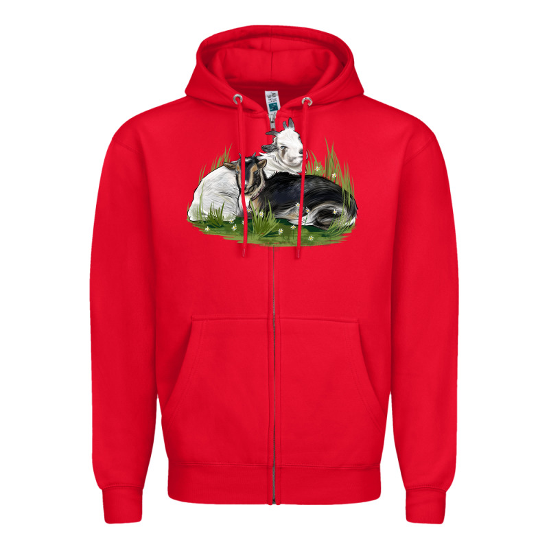Two Baby Nigerian Dwarf Goat Zipper Hoodie by LillyAllenDesigns | Teevron
