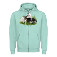 Seafoam two baby nigerian dwarf goat Zipper Hoodie - LillyAllenDesigns