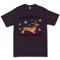 Plum dachshund through the snow Premium Tee - MaliasSmallBusiness