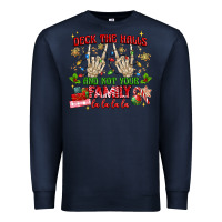 Navy deck the halls and not your family Premium Sweatshirt - MaliasSmallBusiness