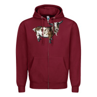 Burgundy Nigerian Dwarf Goat Zipper Hoodie - LillyAllenDesigns