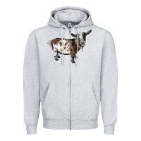 Heather Grey Nigerian Dwarf Goat Zipper Hoodie - LillyAllenDesigns