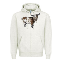 Oatmeal Heather Nigerian Dwarf Goat Zipper Hoodie - LillyAllenDesigns
