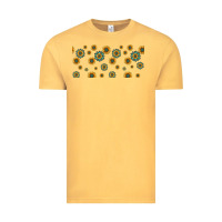 Vintage Mustard sunflowers and turquoise 16oz libbey glass Vintage Tee - HRA Design Shop