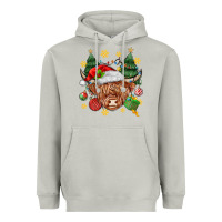 Moon Dust Christmas highland cow Heavyweight Hoodie - MaliasSmallBusiness