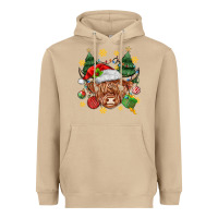 Mushroom Christmas highland cow Heavyweight Hoodie - MaliasSmallBusiness