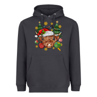 Smoke Christmas highland cow Heavyweight Hoodie - MaliasSmallBusiness