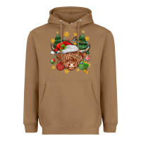 Toasted Coconut Christmas highland cow Heavyweight Hoodie - MaliasSmallBusiness