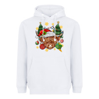 White Christmas highland cow Heavyweight Hoodie - MaliasSmallBusiness