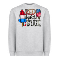 Heather Grey red white blue Heavyweight Sweatshirt - CowhideDigitalArt