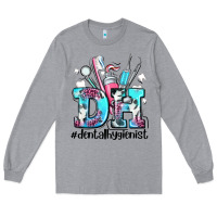 Heather Grey d h dental hygienist Long Sleeve Tee - AdoDesignShop