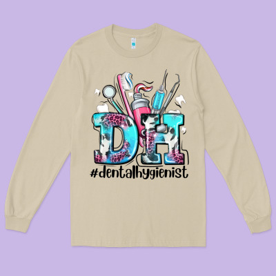 D H Dental Hygienist Long Sleeve Tee Designed By Adodesignshop