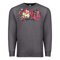 Charcoal Heather Santa Baby Pink Christmas Premium Sweatshirt - MaliasSmallBusiness