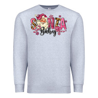 Heather Grey Santa Baby Pink Christmas Premium Sweatshirt - MaliasSmallBusiness