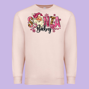 Santa Baby Pink Christmas Premium Sweatshirt Designed By Maliassmallbusiness