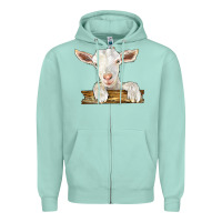 Seafoam baby cashmere goat Zipper Hoodie - LillyAllenDesigns