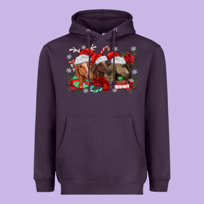 Christmas Horses Heavyweight Hoodie Designed By Maliassmallbusiness