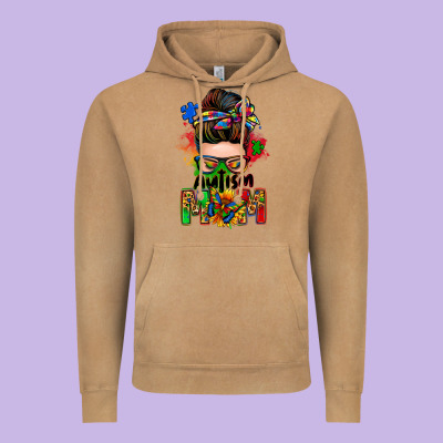 Autism Mom Messy Bun Vintage Hoodie Designed By Zillion Design Studio