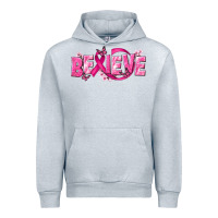 Heather Grey Cancer Believe Urban Hoodie - NancyCooperArtShop