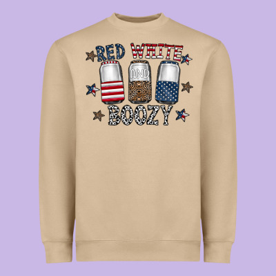 Red White Boozy Heavyweight Sweatshirt Designed By Cowhidedigitalart