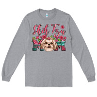 Heather Grey shih tzu mom Long Sleeve Tee - Artiststas