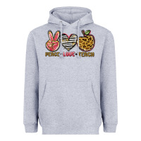 Heather Grey peace love teach Heavyweight Hoodie - NancyCooperArtShop