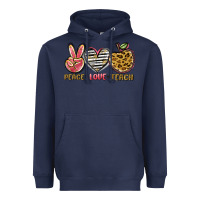 Navy peace love teach Heavyweight Hoodie - NancyCooperArtShop