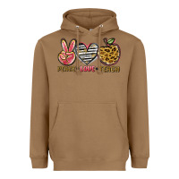 Toasted Coconut peace love teach Heavyweight Hoodie - NancyCooperArtShop