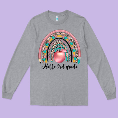 Hello 3rd Grade Long Sleeve Tee Designed By Jahusdesignshop