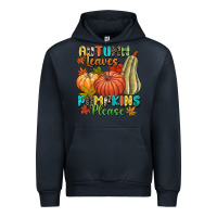 Navy Autumn leaves pumpkins please Urban Hoodie - NancyCooperArtShop