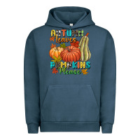 Pigment Midnight Navy Autumn leaves pumpkins please Urban Hoodie - NancyCooperArtShop
