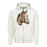 Oatmeal Heather appaloosa horse Zipper Hoodie - LillyAllenDesigns