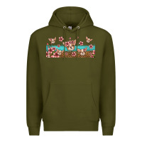 Army Green floral chihuahua dogs Premium Hoodie - Jasminsmagicworld