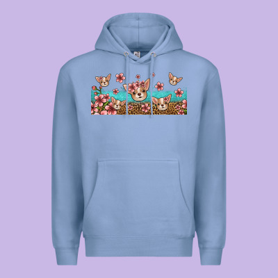 Floral Chihuahua Dogs Premium Hoodie Designed By Jasminsmagicworld
