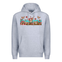 Heather Grey floral chihuahua dogs Premium Hoodie - Jasminsmagicworld