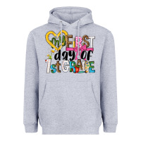 Heather Grey my first day of 1st grade Heavyweight Hoodie - NancyCooperArtShop