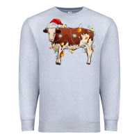 Heather Grey Christmas cow Premium Sweatshirt - MaliasSmallBusiness