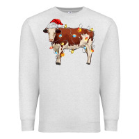 Oatmeal Heather Christmas cow Premium Sweatshirt - MaliasSmallBusiness