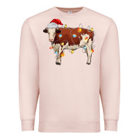 Pale Pink Christmas cow Premium Sweatshirt - MaliasSmallBusiness