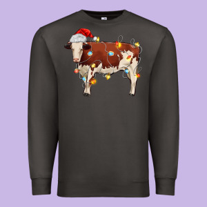 Christmas Cow Premium Sweatshirt Designed By Maliassmallbusiness